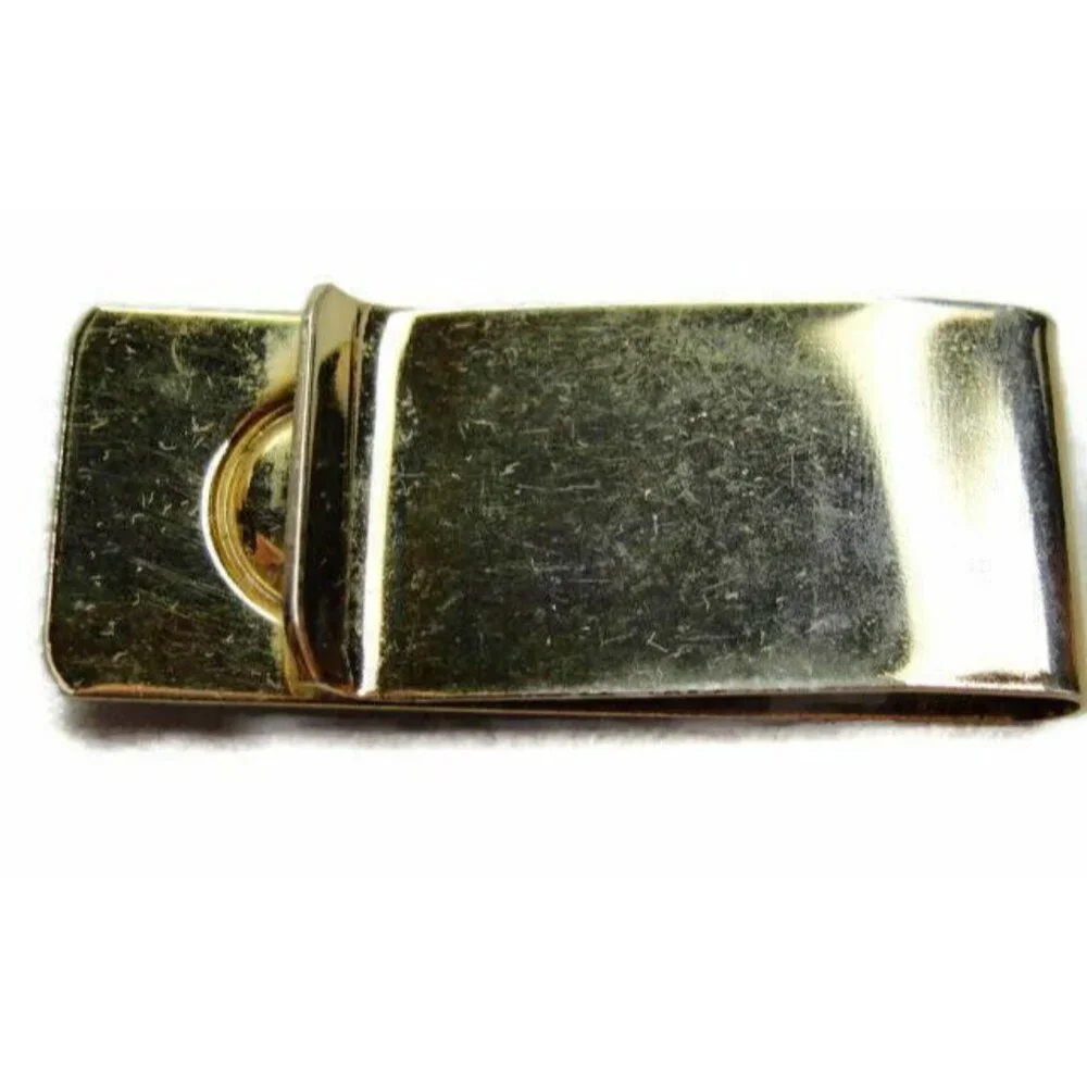 Money Clip Classic Mother Of Pearl Gold T Wallet Cash ID Credit Card Holder Vtg